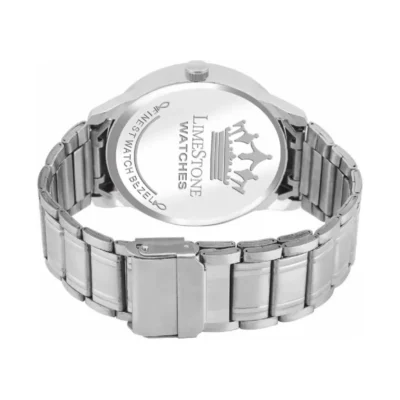 Limestone LS2856 Analog Watch, Men's White Dial Watch, Silver Chain Strap Watch