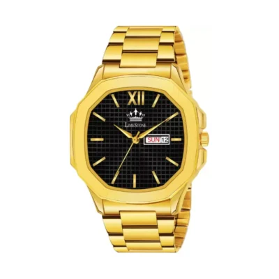 Limestone LS3042 OTUS Analog Watch - Black Dial, Golden Chain Strap