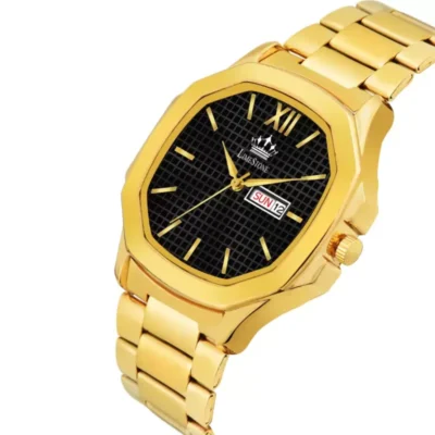 Limestone LS3042 OTUS Analog Watch - Black Dial, Golden Chain Strap