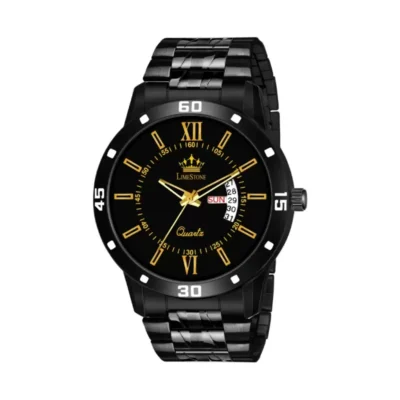 Limestone LS3047 Watch, Men's Black Analog Watch, Stainless Steel Chain Watch