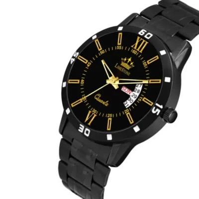 Limestone LS3047 Watch, Men's Black Analog Watch, Stainless Steel Chain Watch