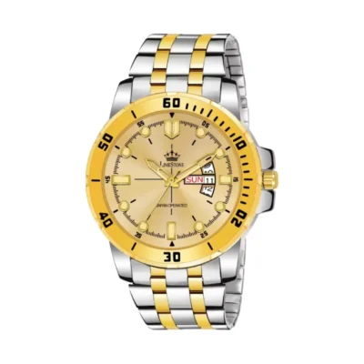 LIMESTONE LS3072 Analog Watch for Men - Gold Dial, Golden Silver Chain