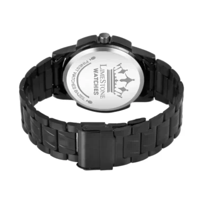 Limestone LS3075 black dial watch, Men's black chain analog watch