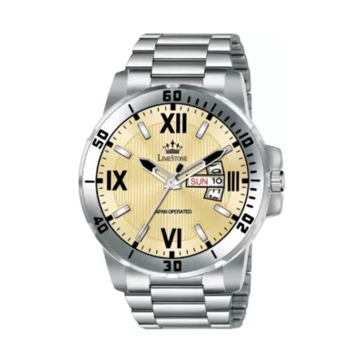 Limestone LS3099 Watch, Yellow Dial Silver Chain Watch