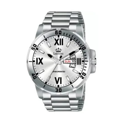 Limestone LS3203 silver watch, men's analog watch, quartz movement watch