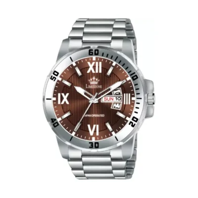 Limestone LS3204 Analog Watch for Men - Brown Dial, Silver Chain