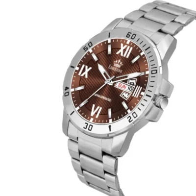 Limestone LS3204 Analog Watch for Men - Brown Dial, Silver Chain