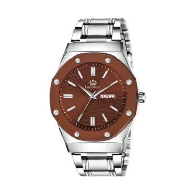 Limestone LS3244 Men's Analog Watch - Brown Dial, Silver Chain