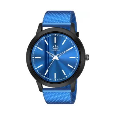 Limestone LS3252 Watch, Blue Dial Mesh Strap Watch, Men's Minimalist Watch