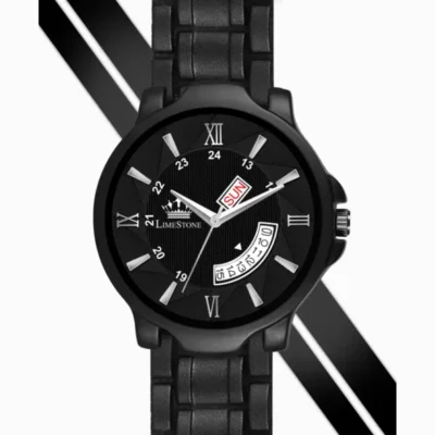 Limestone LS3261 Men's Watch, Black Dial Analog Watch, Silicone Strap Men's Watch