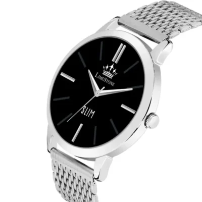 Limestone LS3262 Men's Analog Watch - Black Dial, Stainless Steel Chain