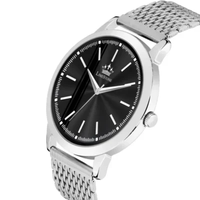 Limestone LS3266 Men's Watch - Black Dial, Silver Mesh Chain