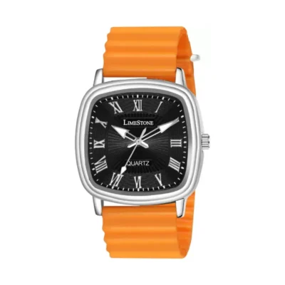 Limestone LS3269 Watch, Retro Classic Analog Watch, Men's Orange Strap Watch