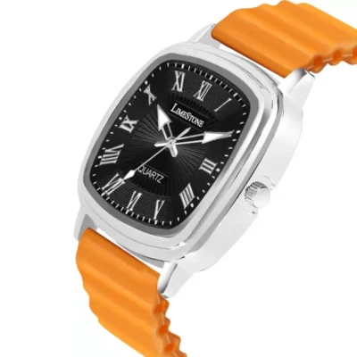 Limestone LS3269 Watch, Retro Classic Analog Watch, Men's Orange Strap Watch