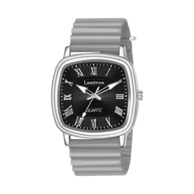 Limestone LS3270 Retro Classic Analog Watch - Black Dial, Grey Strap
