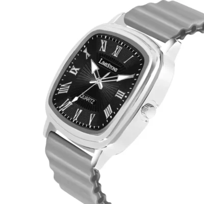 Limestone LS3270 Retro Classic Analog Watch - Black Dial, Grey Strap
