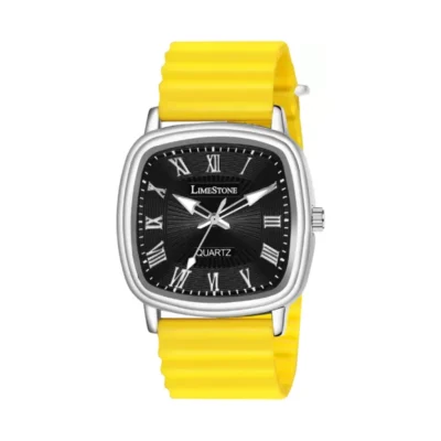 Limestone LS3271 Watch, Retro Classic Analog Watch, Men's Yellow Strap Watch