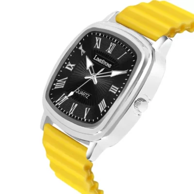 Limestone LS3271 Watch, Retro Classic Analog Watch, Men's Yellow Strap Watch
