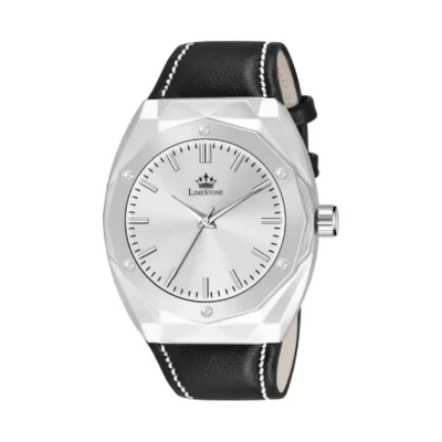 LIMESTONE LUXE121 Analog Watch - Silver Dial, Black Leather Strap