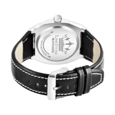 LIMESTONE LUXE121 Analog Watch - Silver Dial, Black Leather Strap