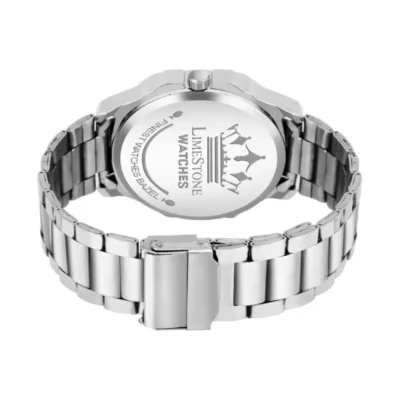 Limestone OTUS0002 Men's Analog Watch, Black Dial, Silver Chain