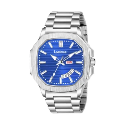 Limestone OTUS0003 Watch, Blue Dial Analog Watch, Silver Chain Watch