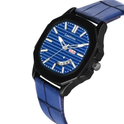 Limestone OTUS019 Men's Blue Dial Leather Strap Analog Watch