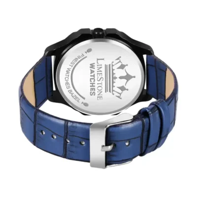 Limestone OTUS019 Men's Blue Dial Leather Strap Analog Watch