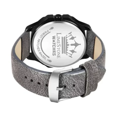 Limestone OTUS021 Grey Dial Leather Strap Analog Watch