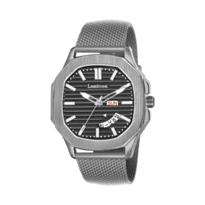 Limestone OTUS024 Watch - Black Dial, Grey Silicon Strap