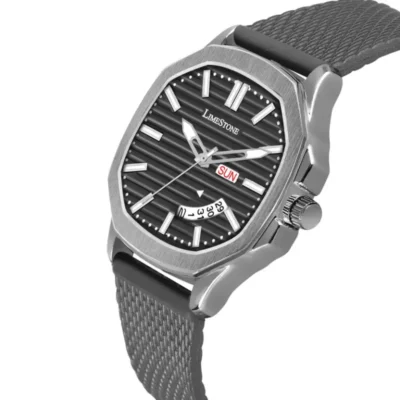 Limestone OTUS024 Watch - Black Dial, Grey Silicon Strap