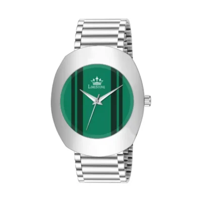 Limestone RADD001 Analog Watch Green Black Dial Silver Chain