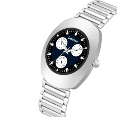 Limestone RADD003 Watch, Blue White Dial Analog Watch, Men's Silver Chain Watch
