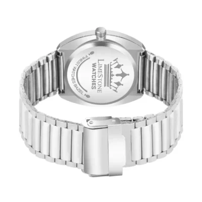 Limestone RADD003 Watch, Blue White Dial Analog Watch, Men's Silver Chain Watch