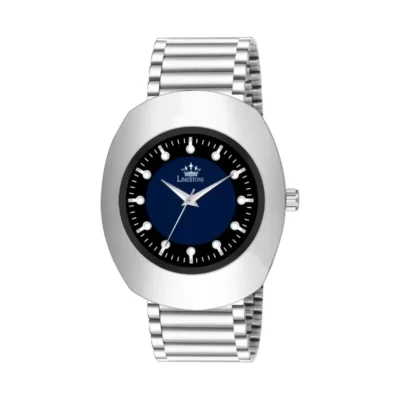 Limestone RADD005 Men's Analog Watch, Black/Blue Dial, Silver Chain