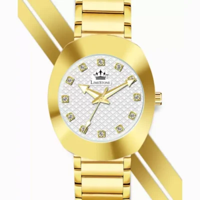 LIMESTONE RADD013 Watch, Gold Plated Analog Watch, Studded Dial Watch