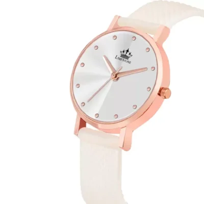 Limestone women's silver dial watch, Limestone LS1367 mesh silicon strap watch