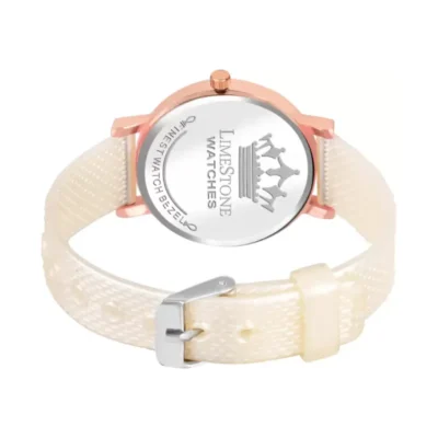 Limestone women's silver dial watch, Limestone LS1367 mesh silicon strap watch