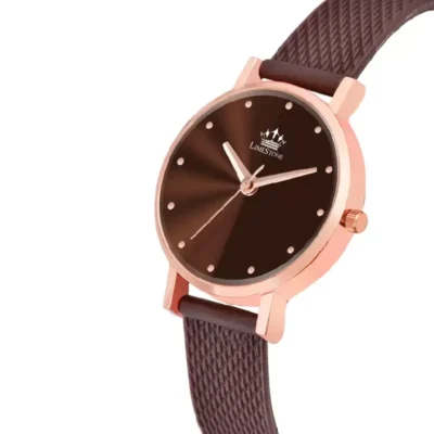 Limestone LS1369 Analog Watch for Women - Mesh Design, Brown Dial