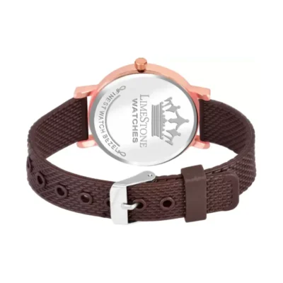 Limestone LS1369 Analog Watch for Women - Mesh Design, Brown Dial