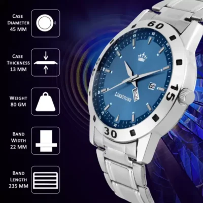 Limestone LS2700 men's blue dial silver stainless steel watch
