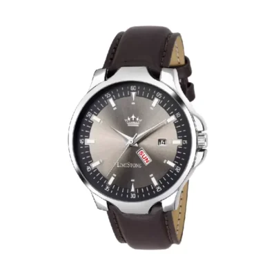 Limestone LS2729 men's watch, wine grey dial, brown leather strap