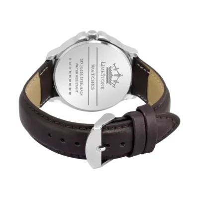 Limestone LS2729 men's watch, wine grey dial, brown leather strap