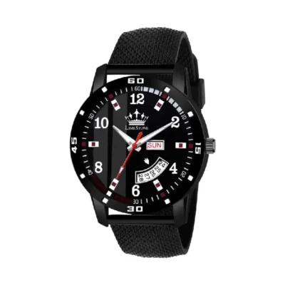 Limestone LS2803 watch, black dial analog watch, black mesh strap watch