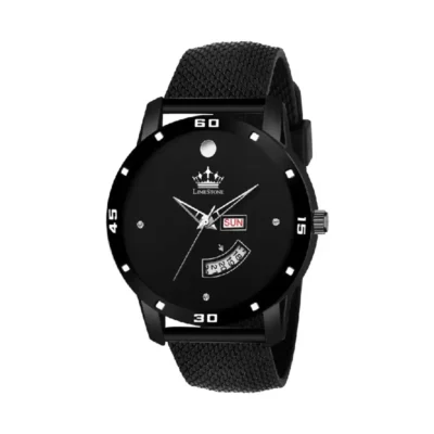 Limestone LS2804 black dial men's analog watch with mesh silicon strap