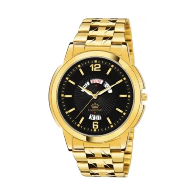 Limestone LS2812 Men's Analog Watch - Black Dial, Gold Bracelet