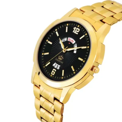 Limestone LS2812 Men's Analog Watch - Black Dial, Gold Bracelet