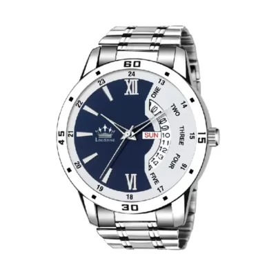 Limestone LS2820 men's watch, blue grey dial, silver chain analog watch