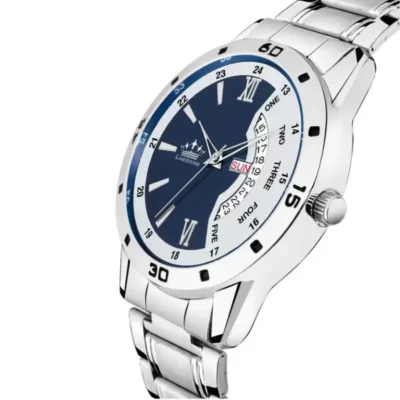 Limestone LS2820 men's watch, blue grey dial, silver chain analog watch