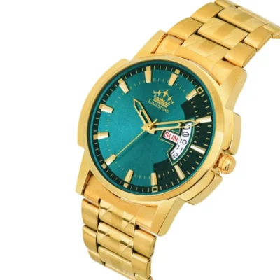 Limestone LS2897 Watch, Green Dial Watch, Golden Chain Watch, Men's Analog Watch
